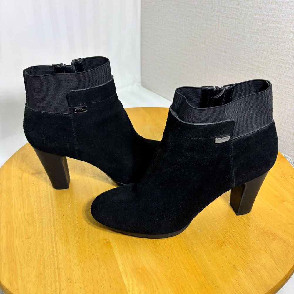 Anne Klein Sport | Black Suede Leather Bootie | 3 1/2" Heel | Women Size 11M